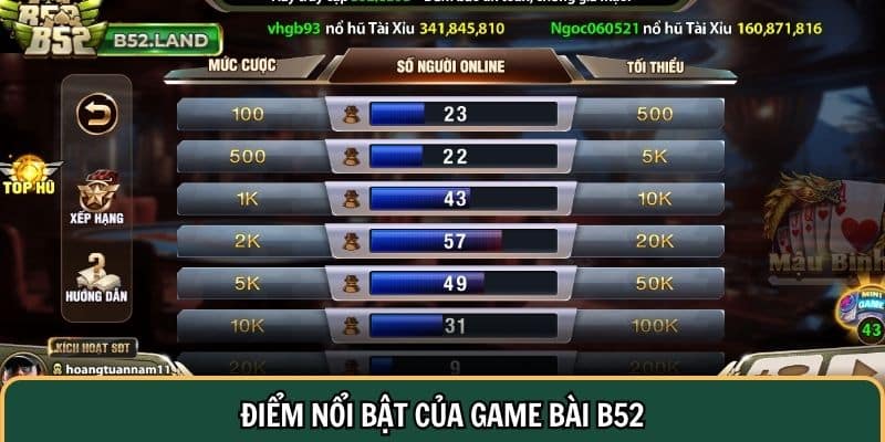 Game Bài B52 Club 2 Điểm nổi bật của game bài B52